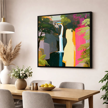 Contemporary Aira Force Waterfall lake district waterfall wall art displayed in a dining room