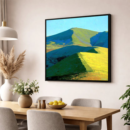 Vibrant Sunlight on Great Cockup lake district fell wall art displayed in a dining room