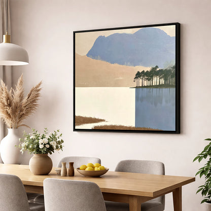 Tarn Hows Pines and Slate Fells lake district lake wall art displayed in a dining room