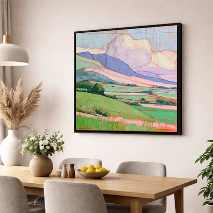 Vibrant Fells Under Billowing Cloud lake district fell wall art displayed in a dining room