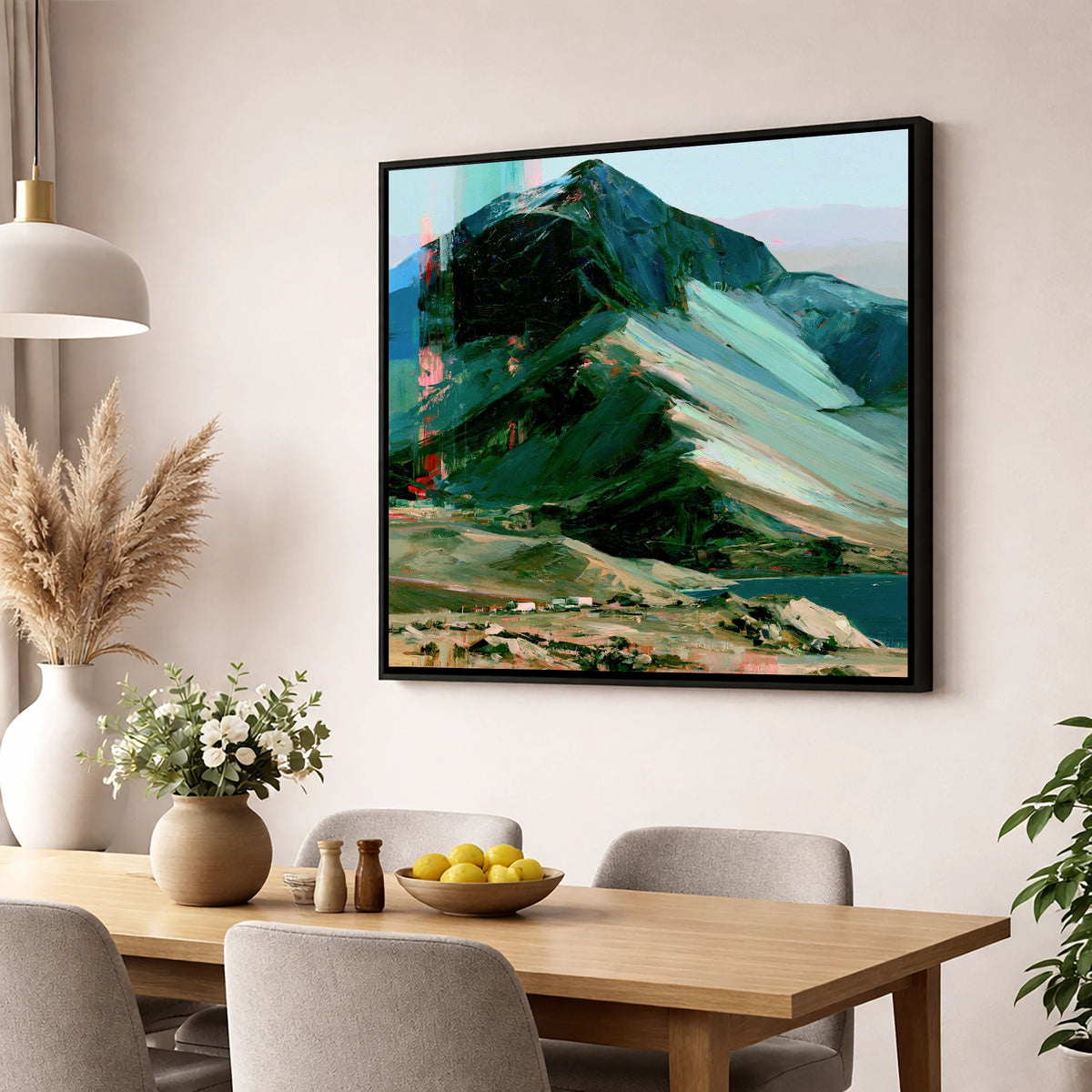Great Gable in Vivid Teal great gable wall art wall art displayed in a dining room