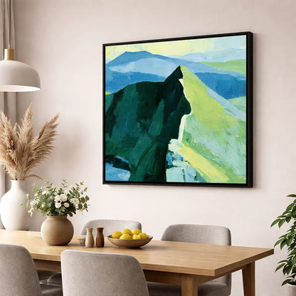 Bold Shadows on Striding Edge lake district walking wall art displayed in a dining room