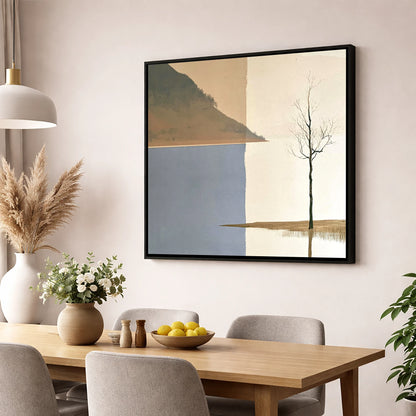 Minimalist Bassenthwaite Lake View lake district lake wall art displayed in a dining room