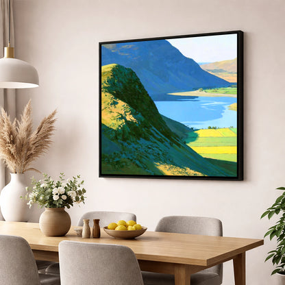 Sunlit Ridge of Rannerdale Knotts lake district fell wall art displayed in a dining room