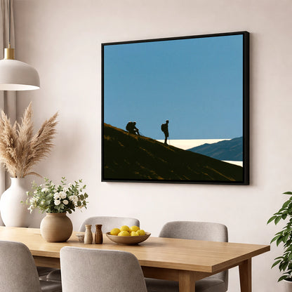 Catbells Walkers Against Vast Sky lake district fell wall art displayed in a dining room