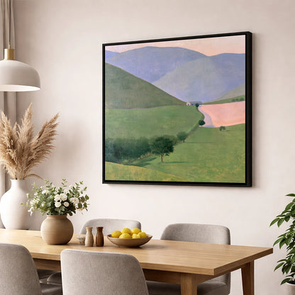 Lavender Fells Above Green Valley lake district valley wall art displayed in a dining room