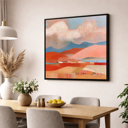Storm Clouds Over Terracotta Fells lake district sky wall art displayed in a dining room