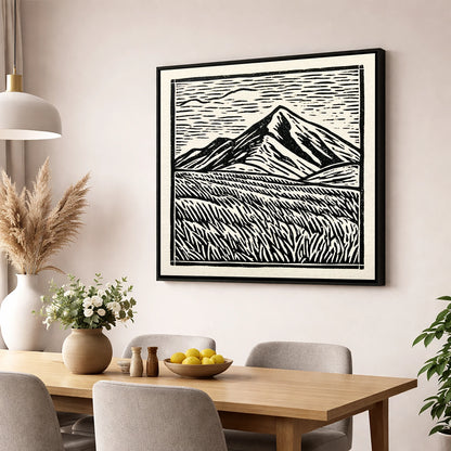 Bold Skiddaw in Monochrome lake district fell wall art displayed in a dining room