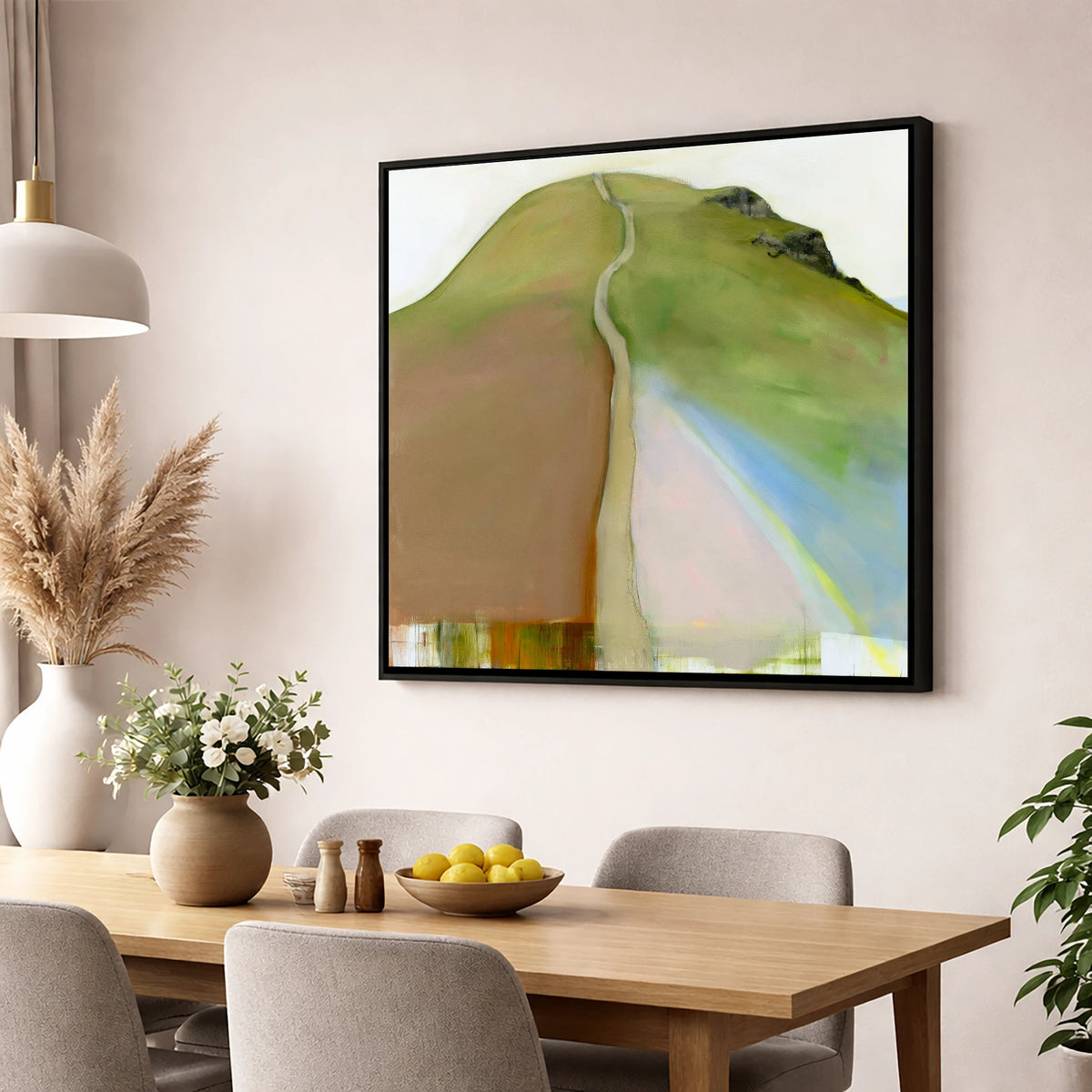 Contemporary Winding Path up Cat Bells lake district fell wall art displayed in a dining room