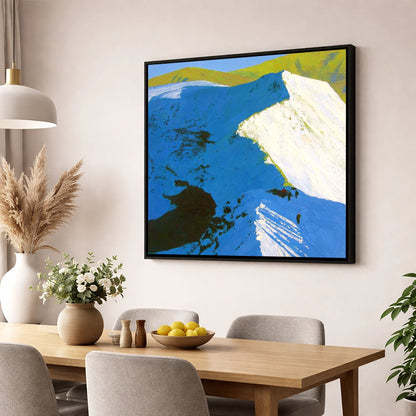 Striding Edge in Winter Snow lake district fell wall art displayed in a dining room