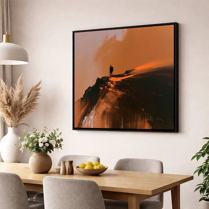 Helvellyn Walker in Amber Light lake district walking wall art displayed in a dining room