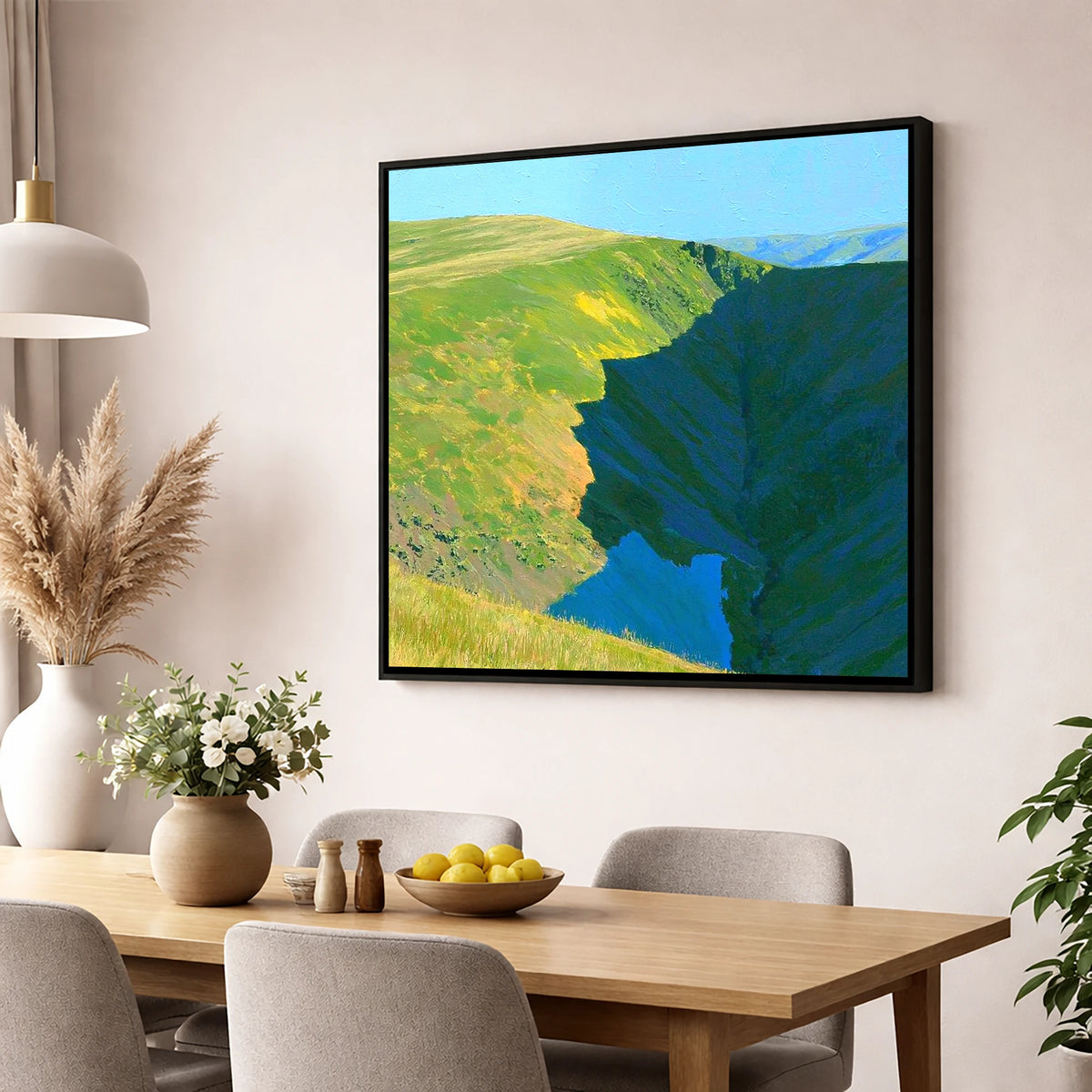 Souther Fell Deep Valley Cleft lake district fell wall art displayed in a dining room