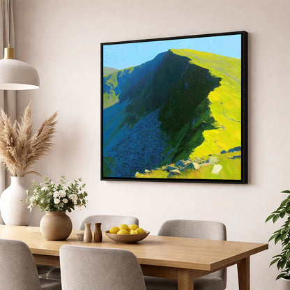 Radiant Light on Dollywaggon Pike lake district fell wall art displayed in a dining room