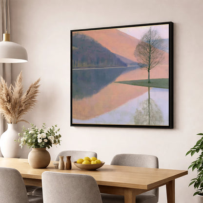 Bassenthwaite Lake Pastel Reflection lake district lake wall art displayed in a dining room