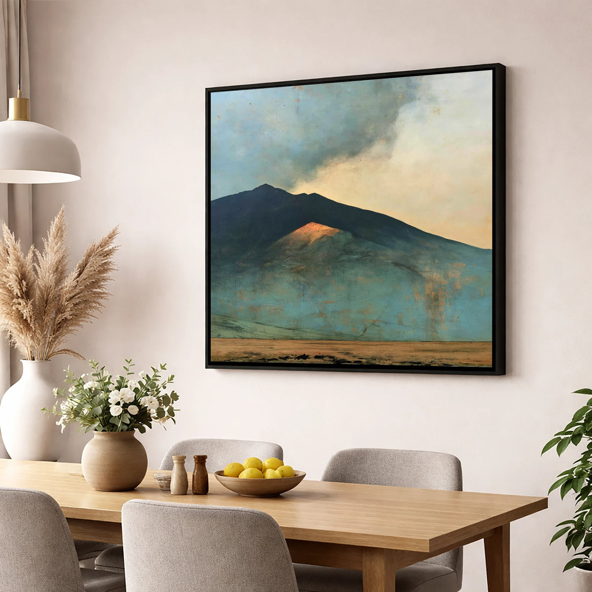 Sunlit Slope on Blencathra Ridge lake district fell wall art displayed in a dining room