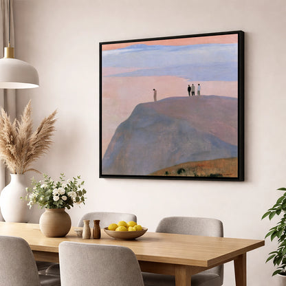 Fell Top Walkers at Dusk lake district fell wall art displayed in a dining room
