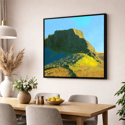 Green Crag in Vivid Sunlight lake district fell wall art displayed in a dining room
