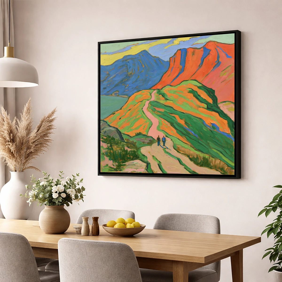 Bold Fells and Mountain Walkers lake district walking wall art displayed in a dining room