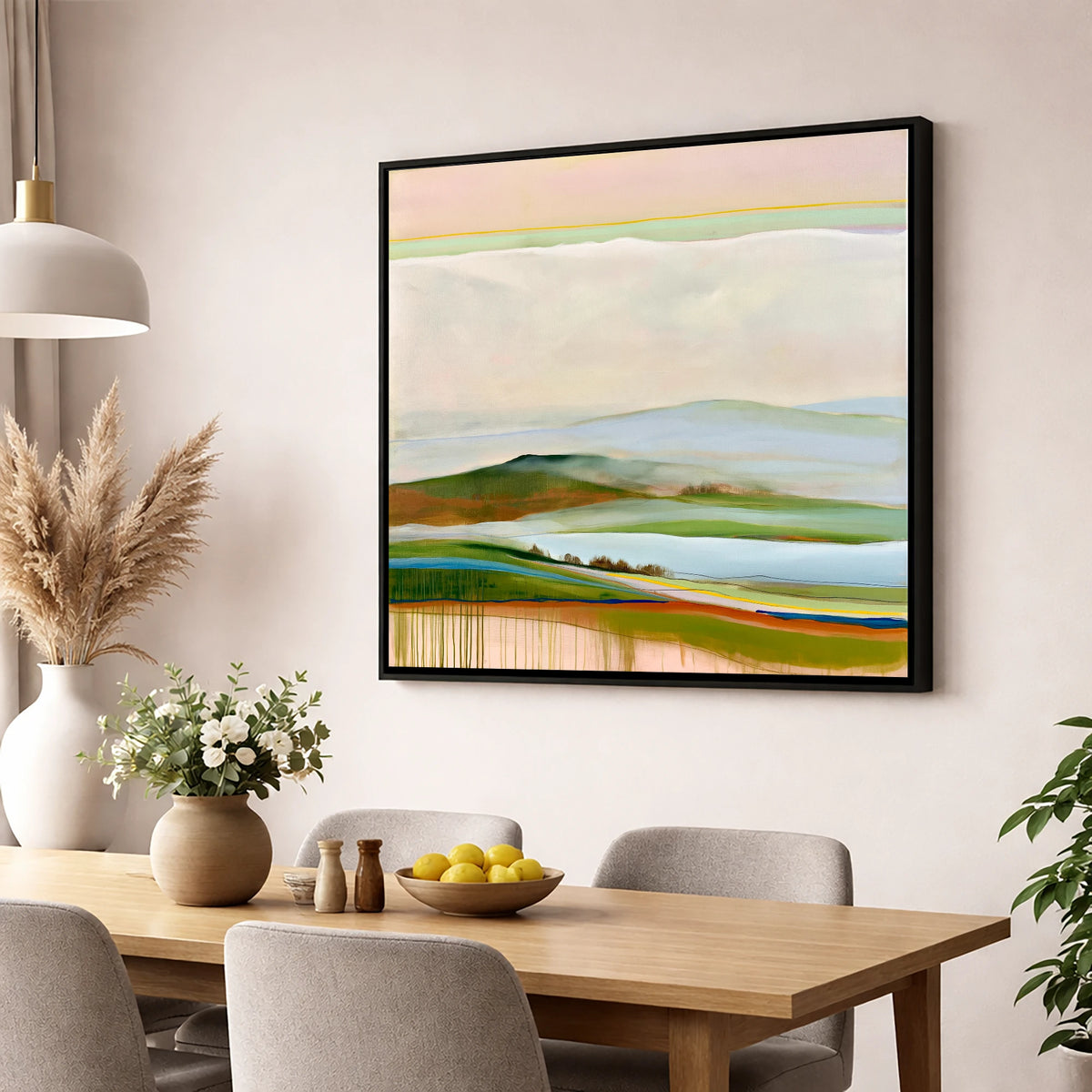 Layered Rolling Fells Under Cloud lake district fell wall art displayed in a dining room