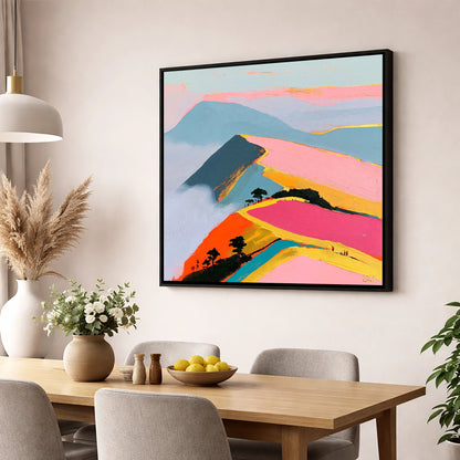 Vivid Misty Fell Ridge lake district fell wall art displayed in a dining room