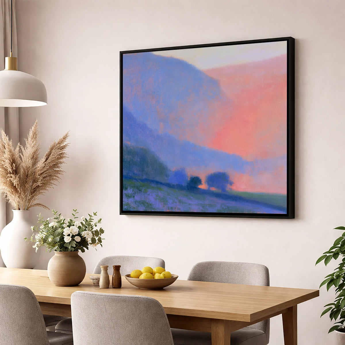 Post-Rain Glow Over the Fells lake district sky wall art displayed in a dining room