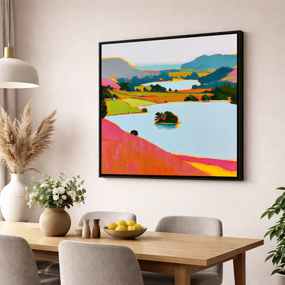 Vibrant Grasmere From the Fells lake district lake wall art displayed in a dining room