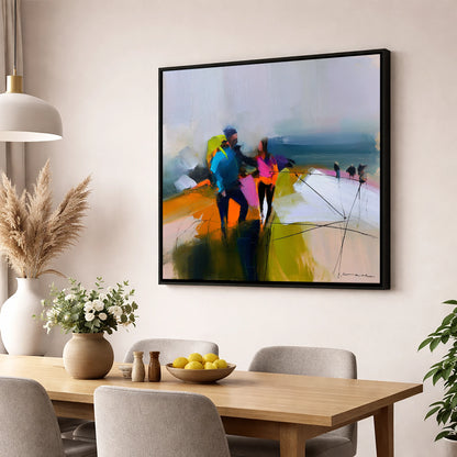 Bold Hikers on a High Fell lake district fell wall art displayed in a dining room