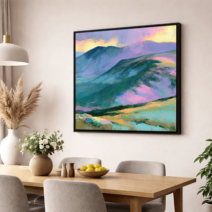 Mountain Summit in Pastel Light lake district fell wall art displayed in a dining room