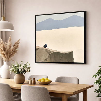 Crouched Walker on Blencathra Edge lake district fell wall art displayed in a dining room