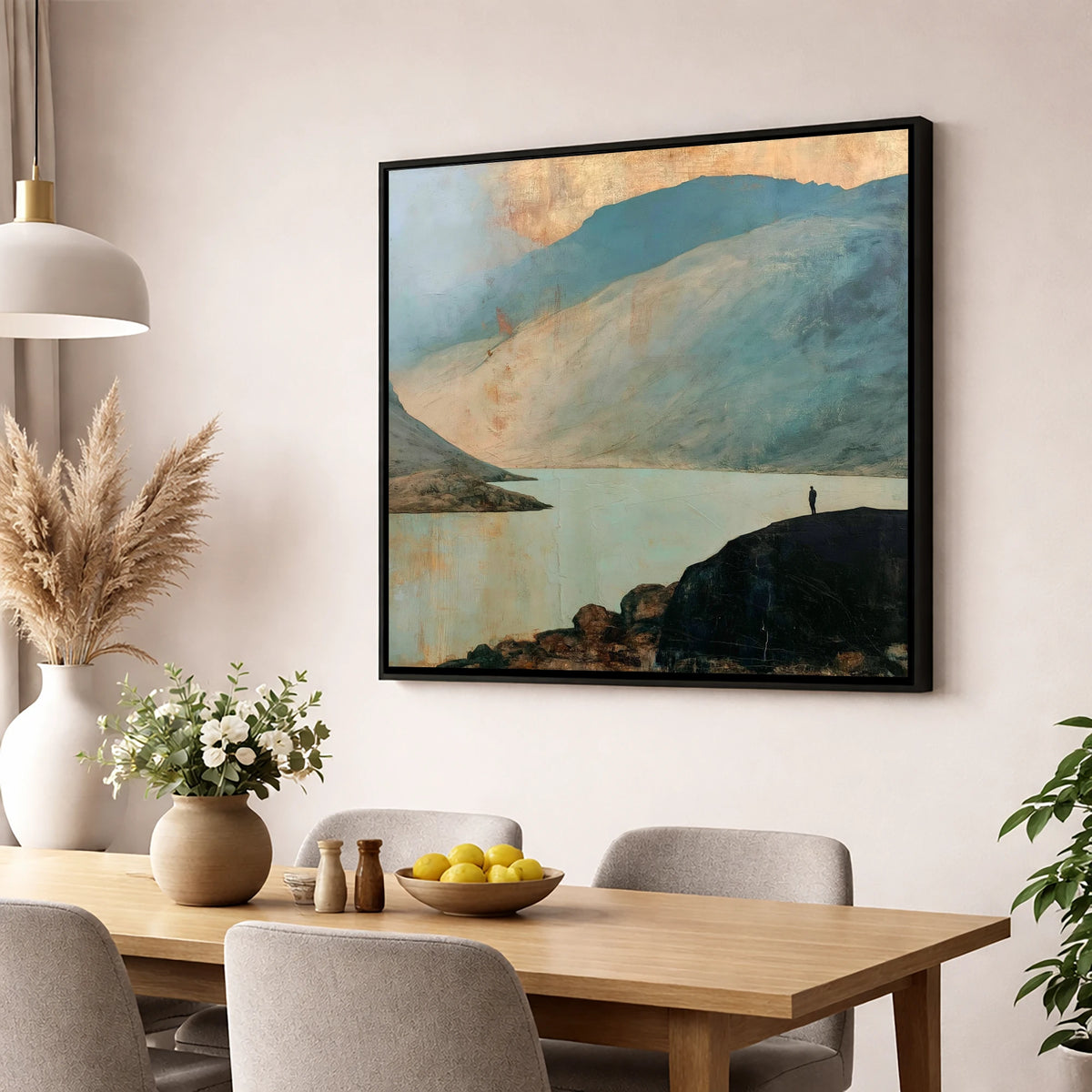 Great Gable in Golden Light lake district fell wall art displayed in a dining room