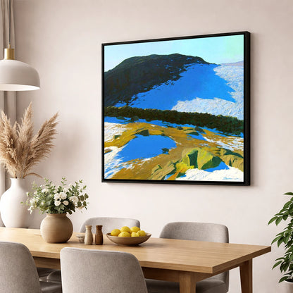 Winter Light On Great Crag lake district fell wall art displayed in a dining room