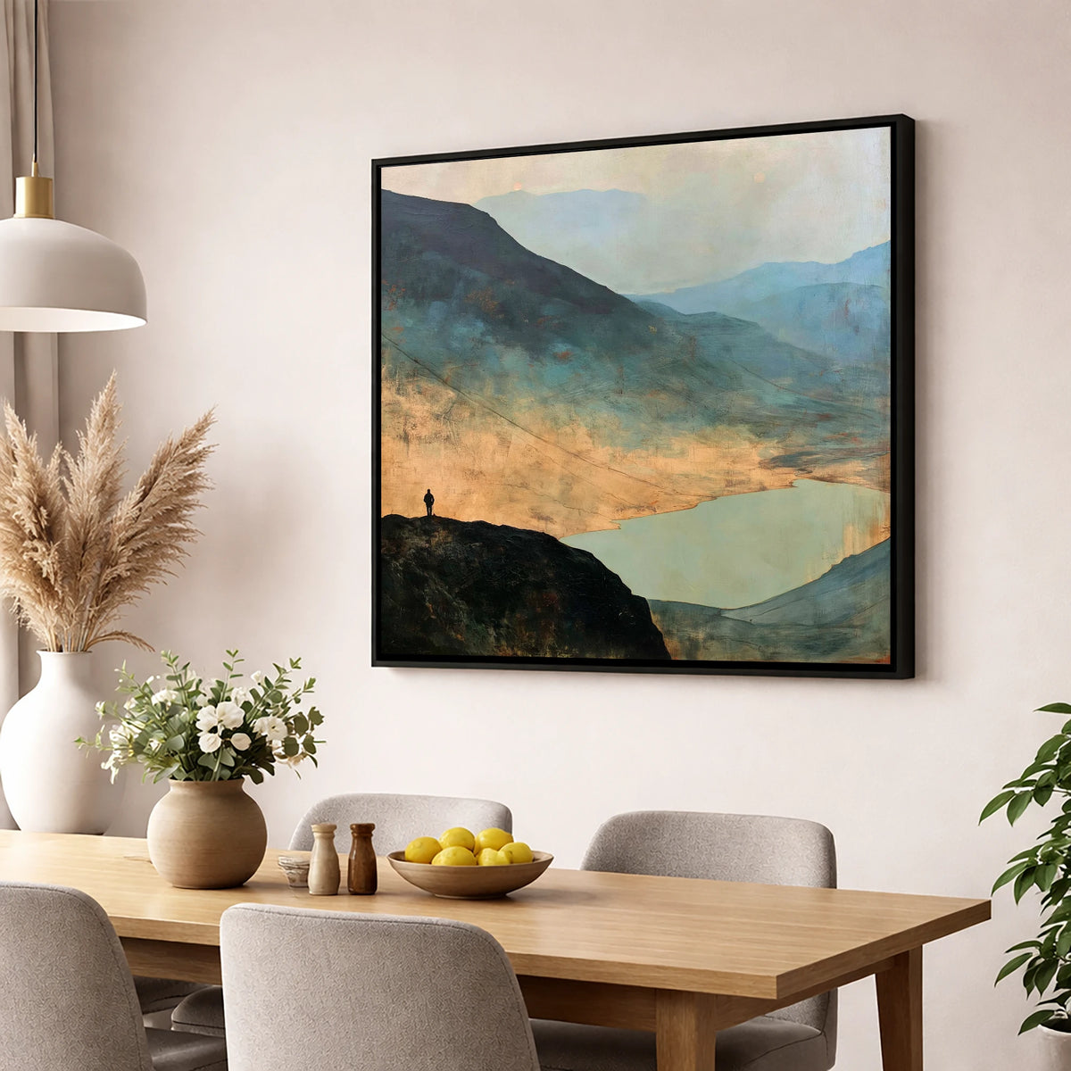 Westmorland Cairn Silhouette Over Wasdale lake district fell wall art displayed in a dining room