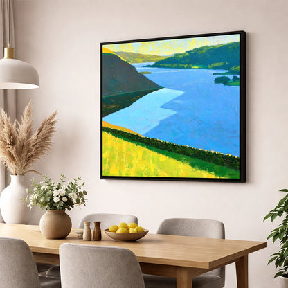 Vibrant Ullswater Above Pooley Bridge lake district village wall art displayed in a dining room