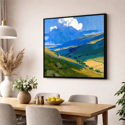 Rolling Fells Under Cloud Shadow lake district fell wall art displayed in a dining room