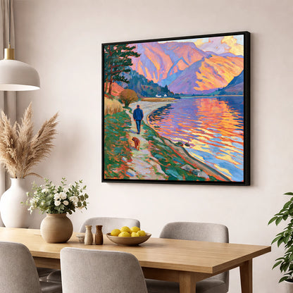 Vivid Glenridding Dog Walk gifts for dog walkers wall art displayed in a dining room