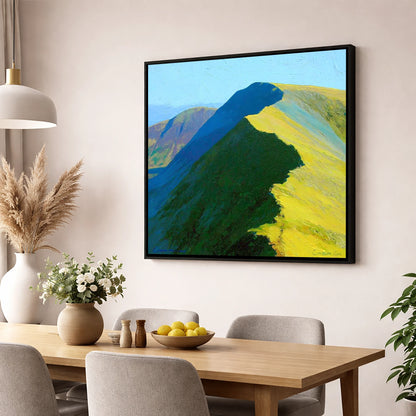Whiteless Pike Sunlit Steep Ridge lake district fell wall art displayed in a dining room