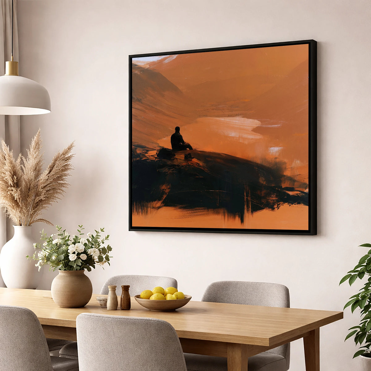 Innominate Tarn in Amber Light lake district fell wall art displayed in a dining room