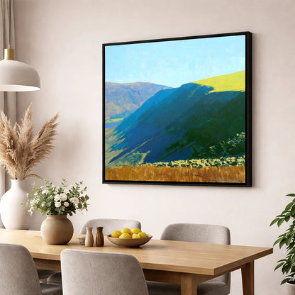 Steep Shadows on Gray Crag lake district fell wall art displayed in a dining room