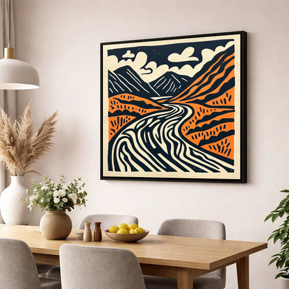 Bold Terracotta Kirkstone Pass lake district valley wall art displayed in a dining room