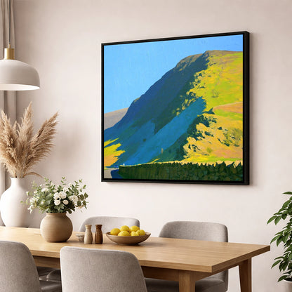Steel Fell Ridge Bright Shadows lake district fell wall art displayed in a dining room