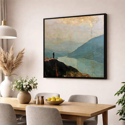 Atmospheric Wasdale From Great Gable lake district fell wall art displayed in a dining room