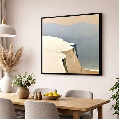 Snowy Fell Edge and Distant Peaks lake district fell wall art displayed in a dining room