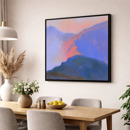 Misty Mountain Ridge in Pink Light lake district fell wall art displayed in a dining room