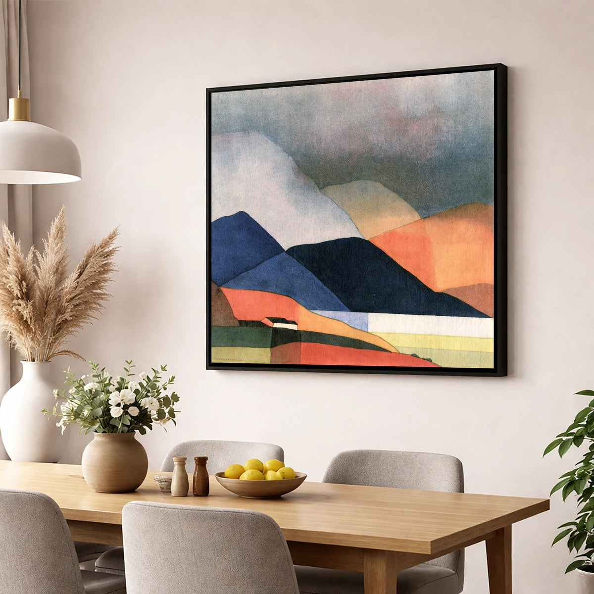 Indigo Fells Under Stormy Skies lake district sky wall art displayed in a dining room