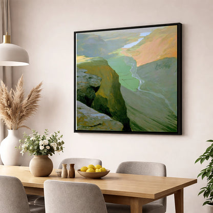 Great Gable High Valley View lake district fell wall art displayed in a dining room