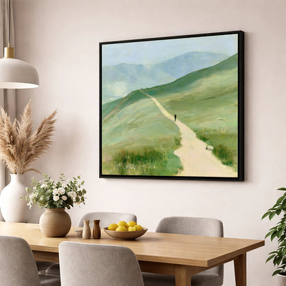 Trail Runner on Helvellyn Path lake district walking wall art displayed in a dining room