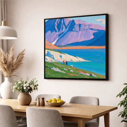 Vivid Wast Water Dog Walk gifts for dog walkers wall art displayed in a dining room