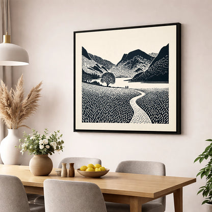 Winding Path at Buttermere lake district lake wall art displayed in a dining room