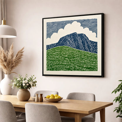 Helvellyn in Bold Graphic Lines lake district fell wall art displayed in a dining room