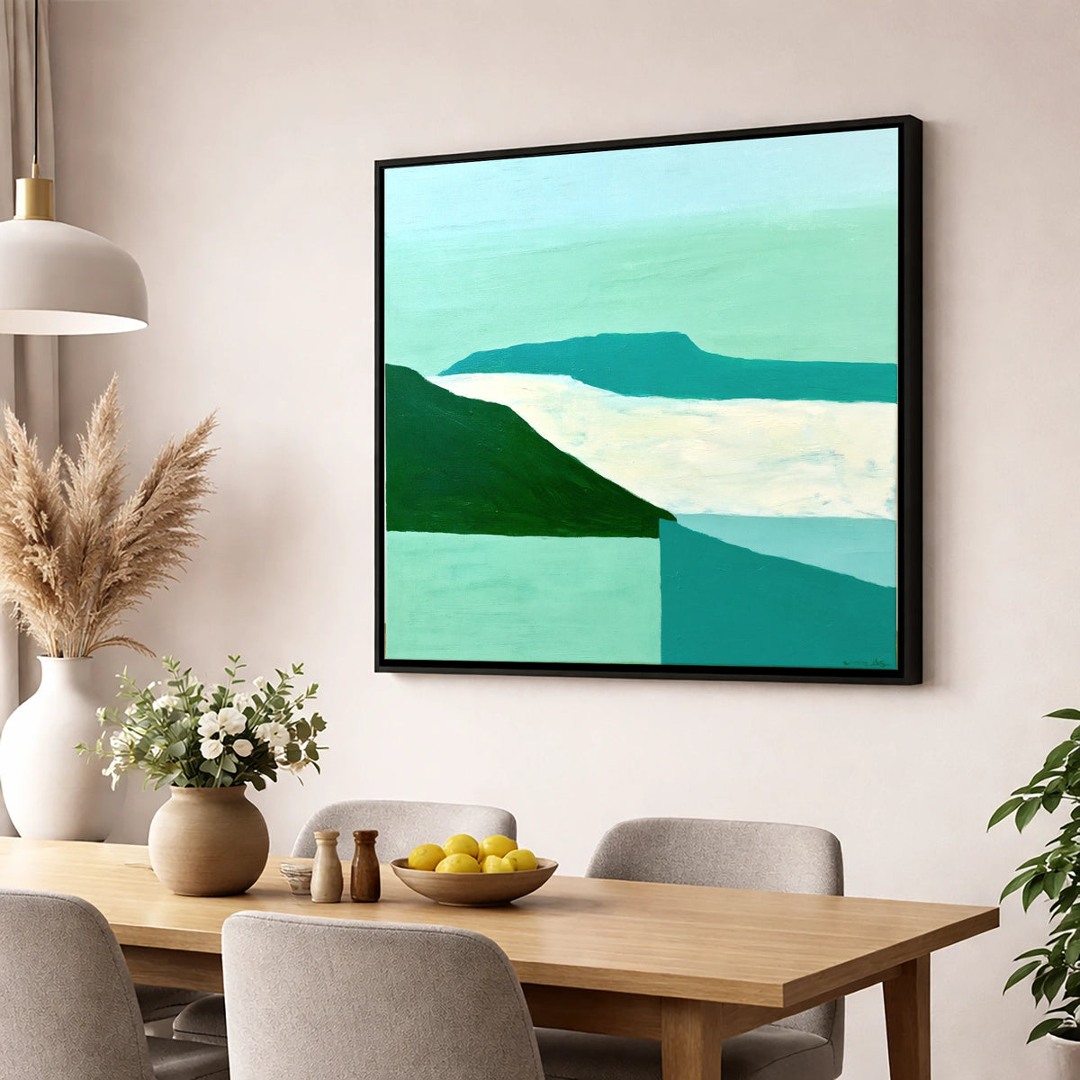 Modern Helvellyn Cloud Inversion lake district sky wall art displayed in a dining room